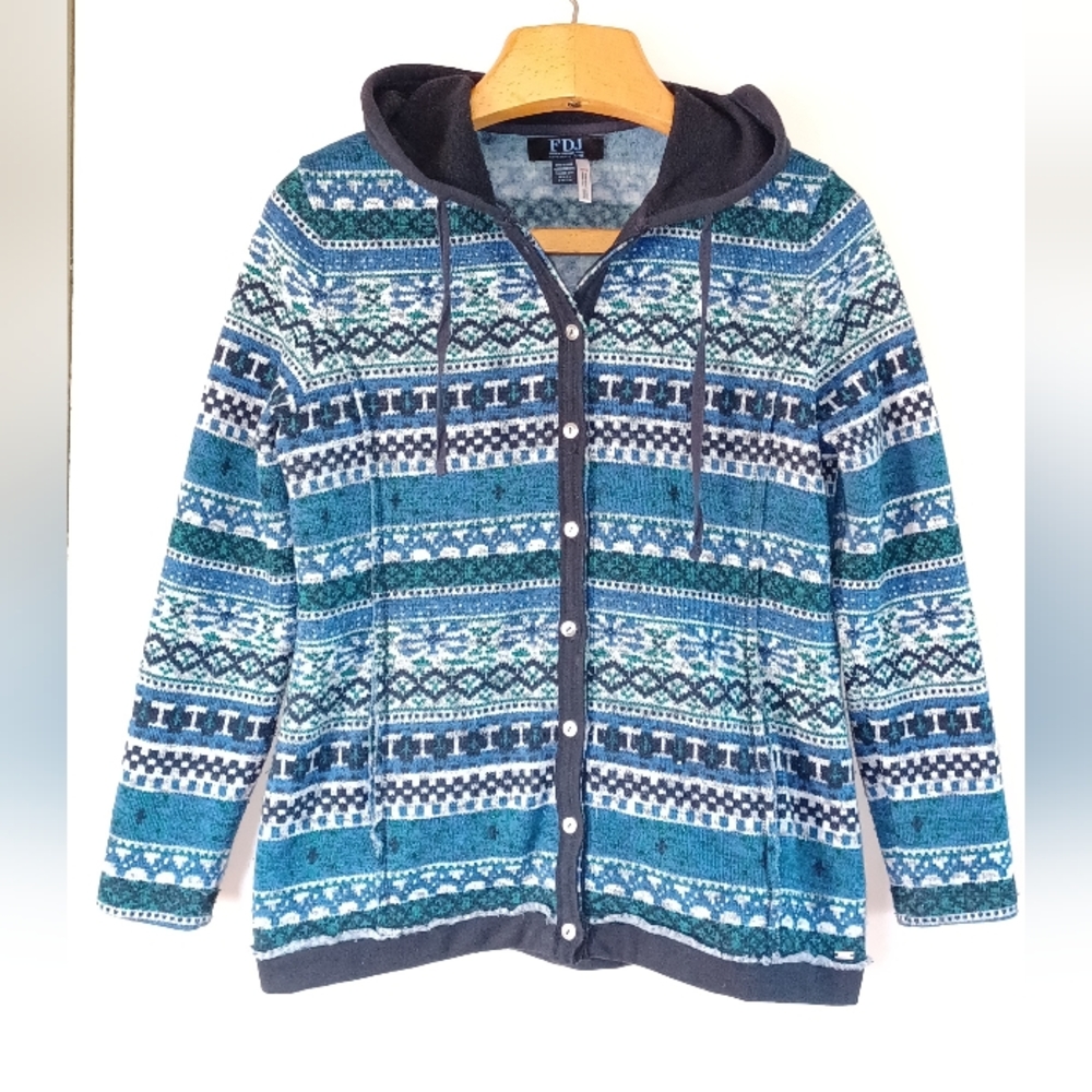 Button up hooded sweater jacket